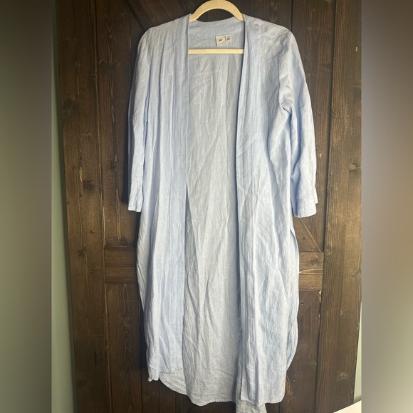 bp Other - BP Open Duster/Cover-Up Linen Blend Light Blue 3/4 Sleeve Curved Hem Size xxs